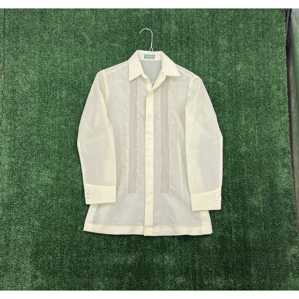 Vintage Tesoro's Guayabera Shirt Men's 15 34 Med Classic Barong Tagalong 60s 70s